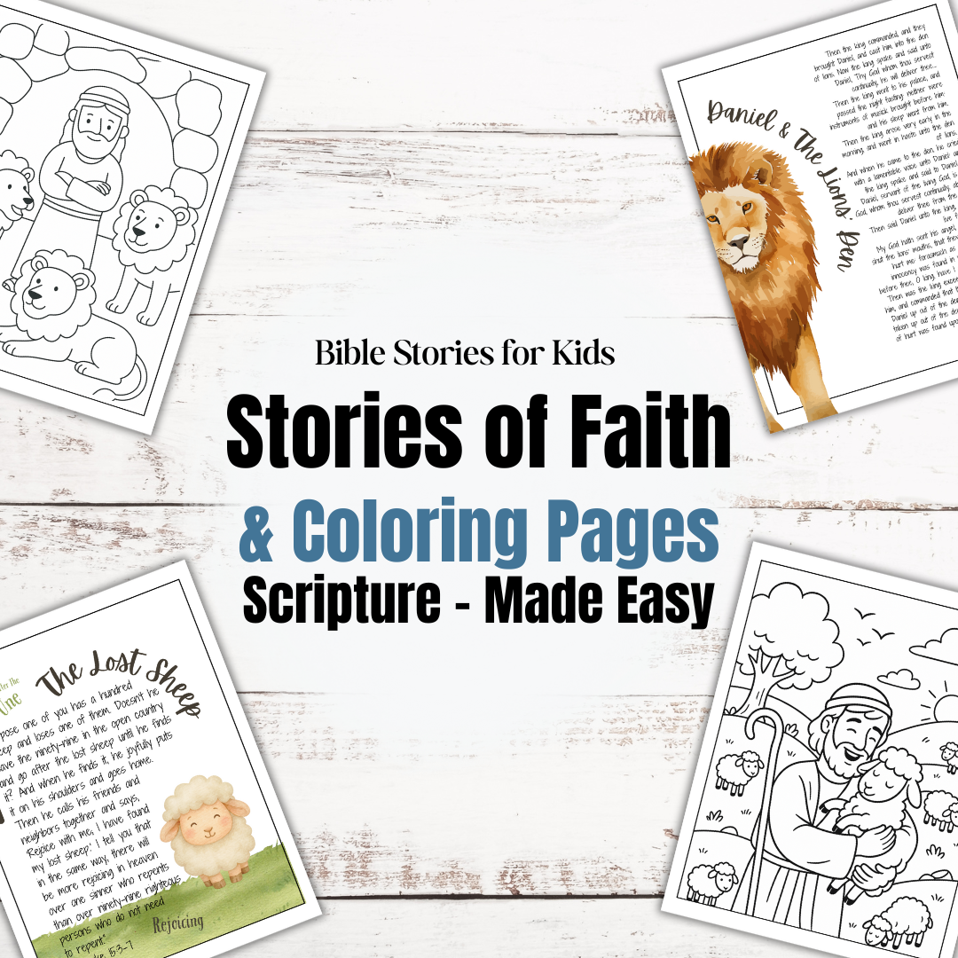 10 Scripture Stories of Faith in Watercolor Plus Coloring Pages