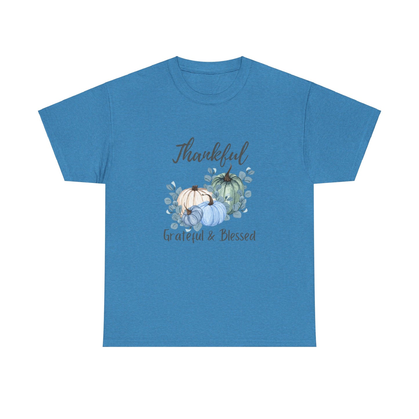 Thankful, Grateful & Blessed T-Shirt – Pumpkin & Leaves Design | Fall shirt | Fall clothing