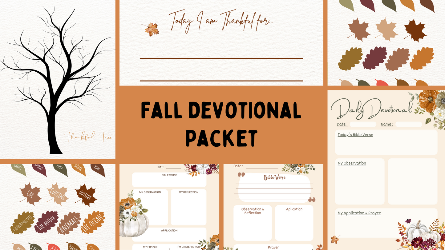๐ Fall Thankful Tree & Devotional Packet ๐