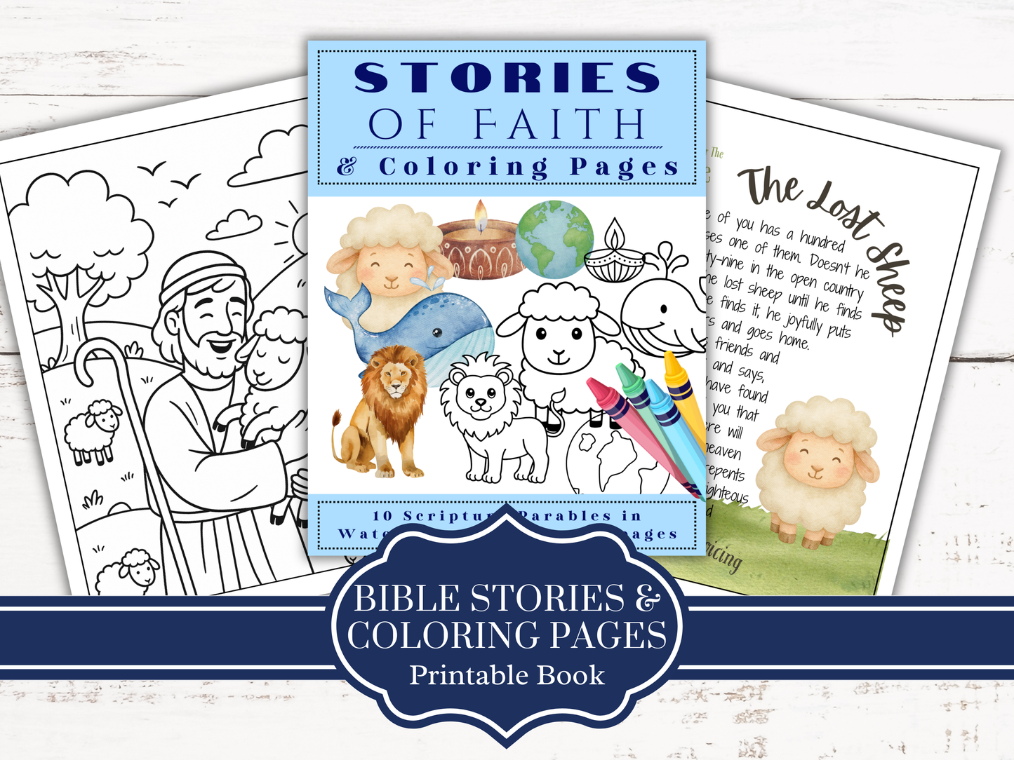 10 Scripture Stories of Faith in Watercolor Plus Coloring Pages
