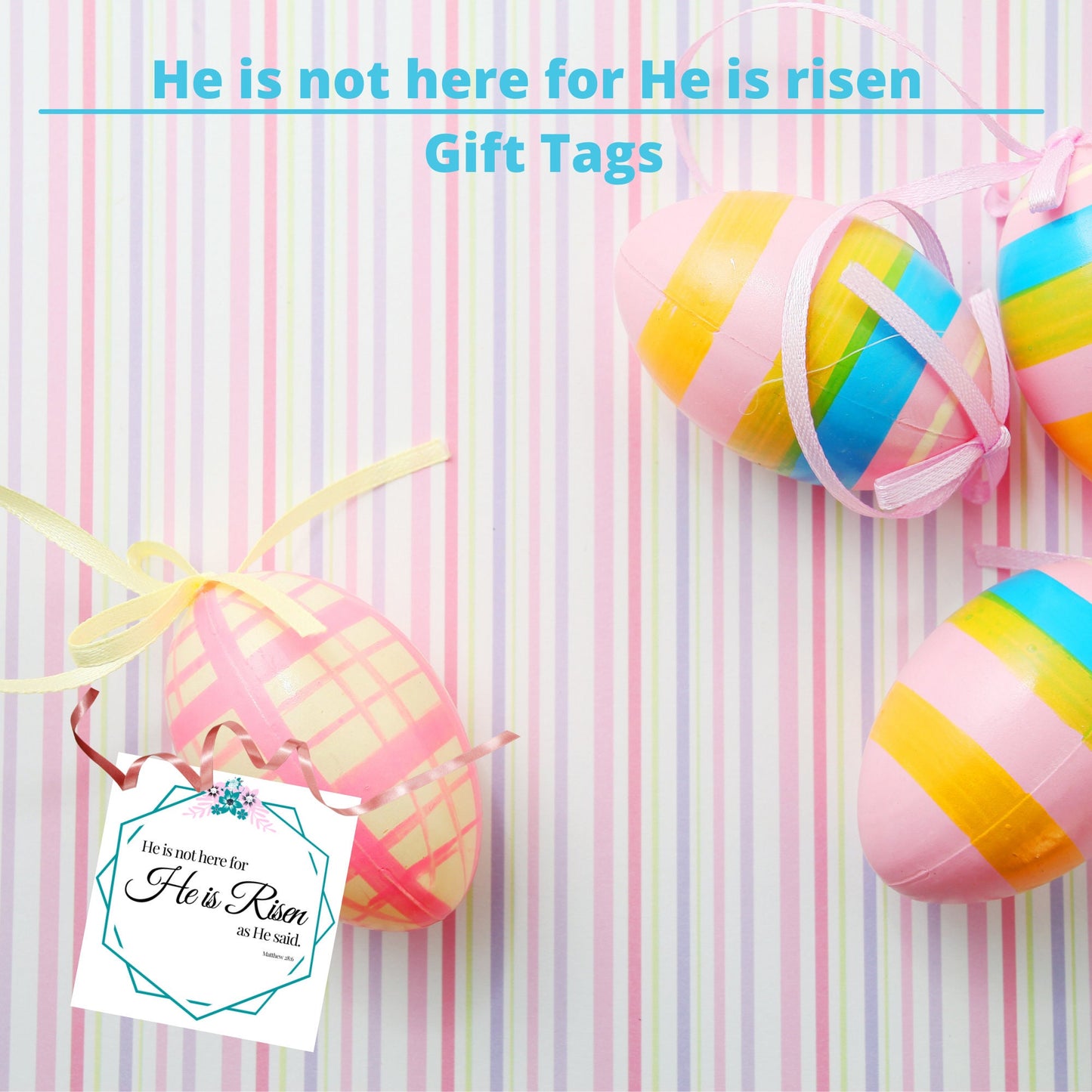 He is Risen Easter Gift Tags - Religious Easter Decor, Christian Easter Decorations