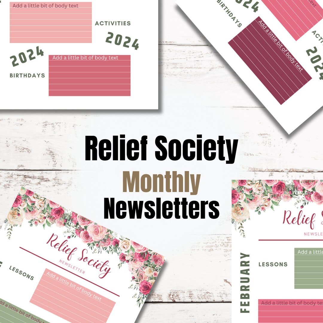 Editable Relief Society Newsletter Templates | LDS | Customizable Canva Designs