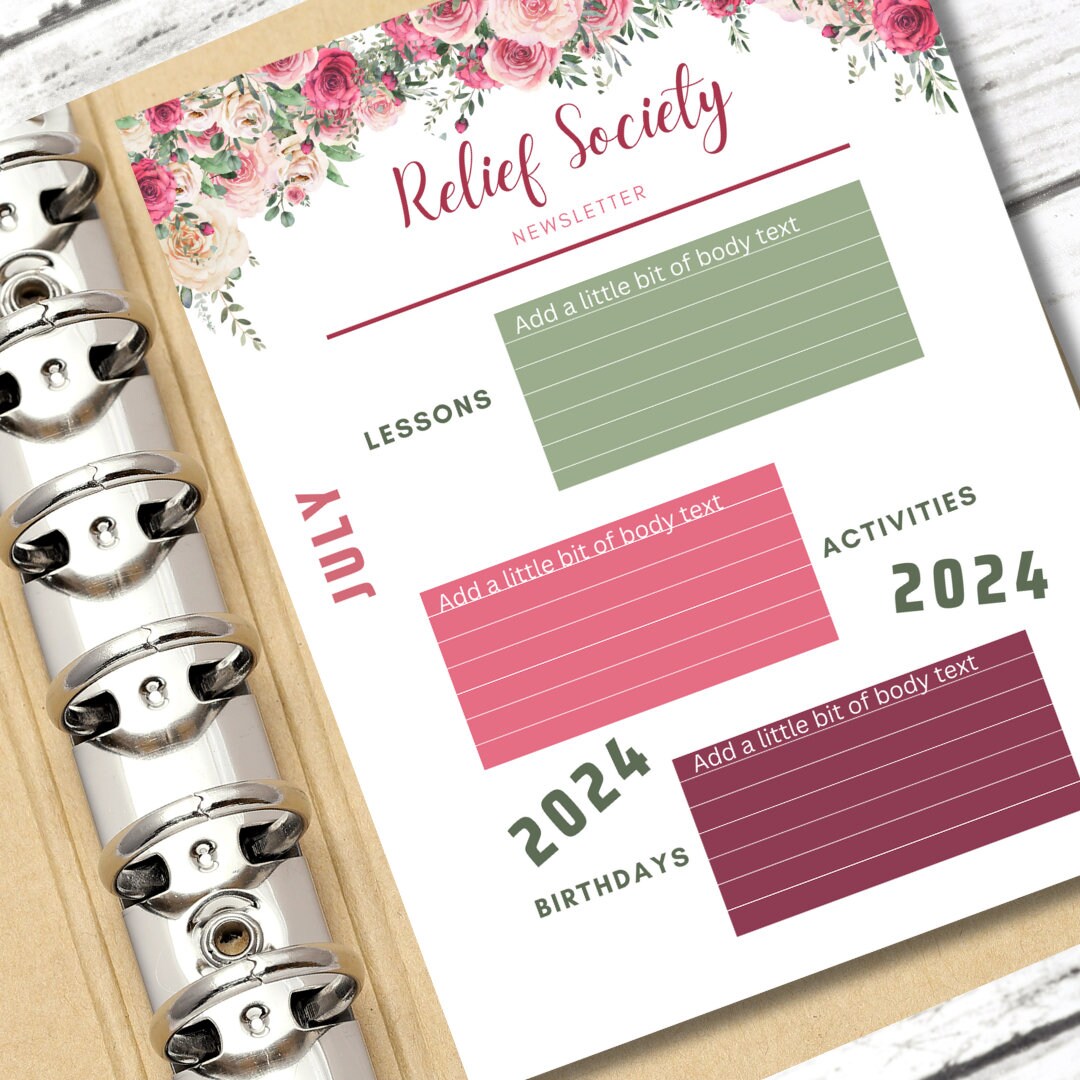 Editable Relief Society Newsletter Templates | LDS | Customizable Canva Designs