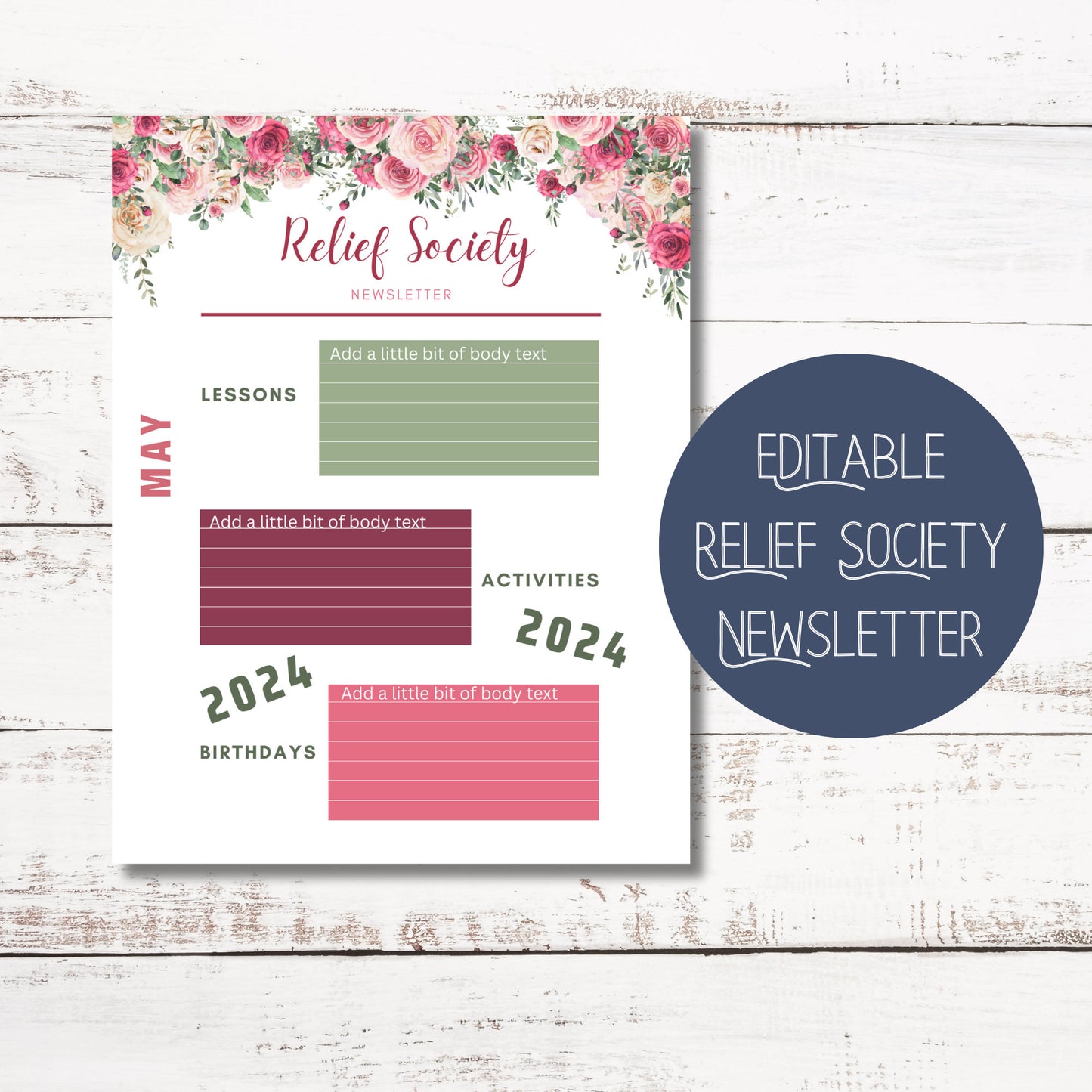 Editable Relief Society Newsletter Templates | LDS | Customizable Canva Designs