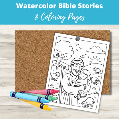 10 Scripture Stories of Faith in Watercolor Plus Coloring Pages