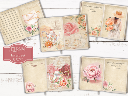 200+ Piece Shabby Chic Floral Teapot Junk Journal/Scrapbook Kit - Tea Journal - Printable Pages | Digital Download