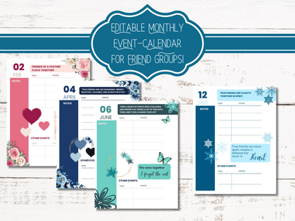 Stay Social with Friends - Monthly Event Planner for Easy Event Management