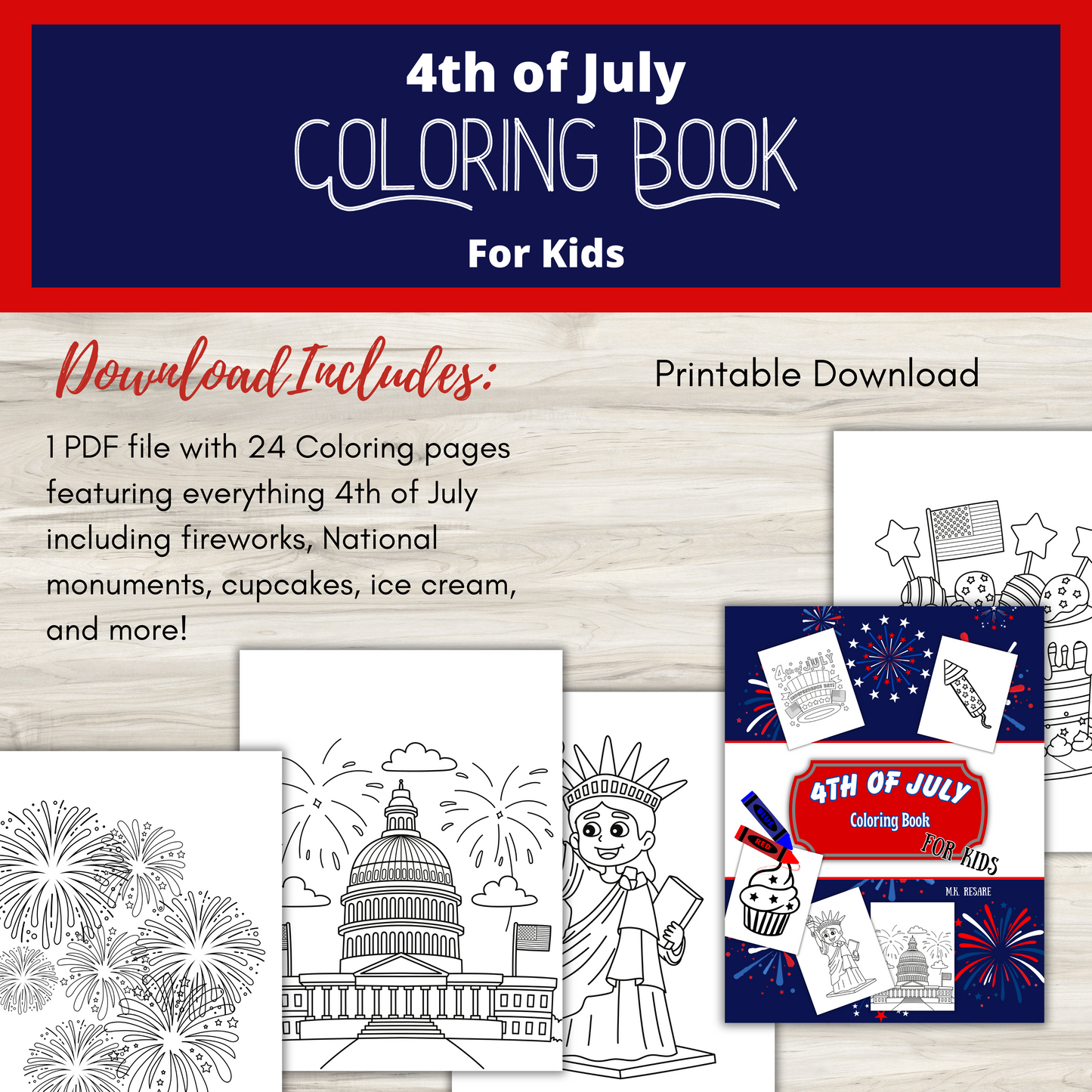 4th of July Coloring Book for Kids