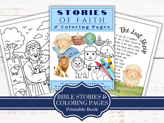 10 Scripture Stories of Faith in Watercolor Plus Coloring Pages