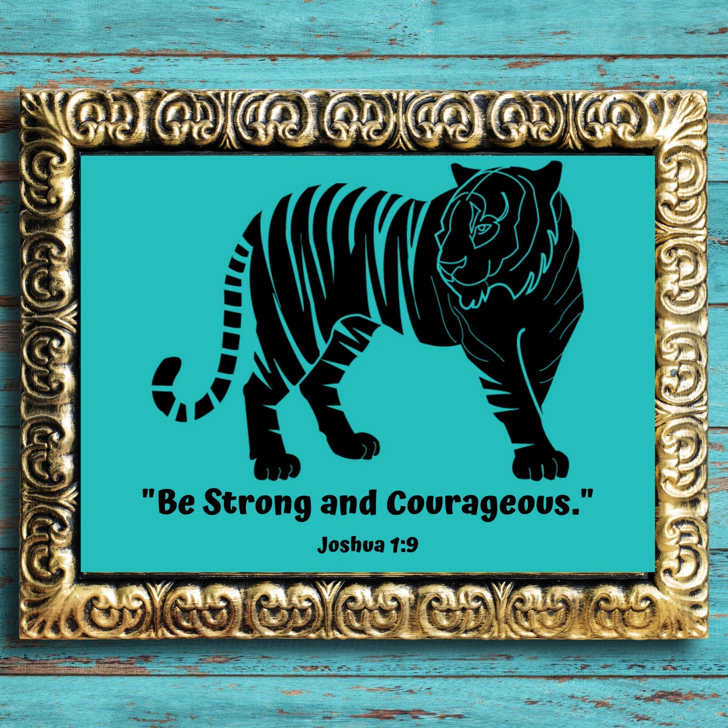 Be Courageous Tiger Print | Joshua 1:9 Scripture Decor | Motivational Home Decoration | Kid's Room | Printable Art