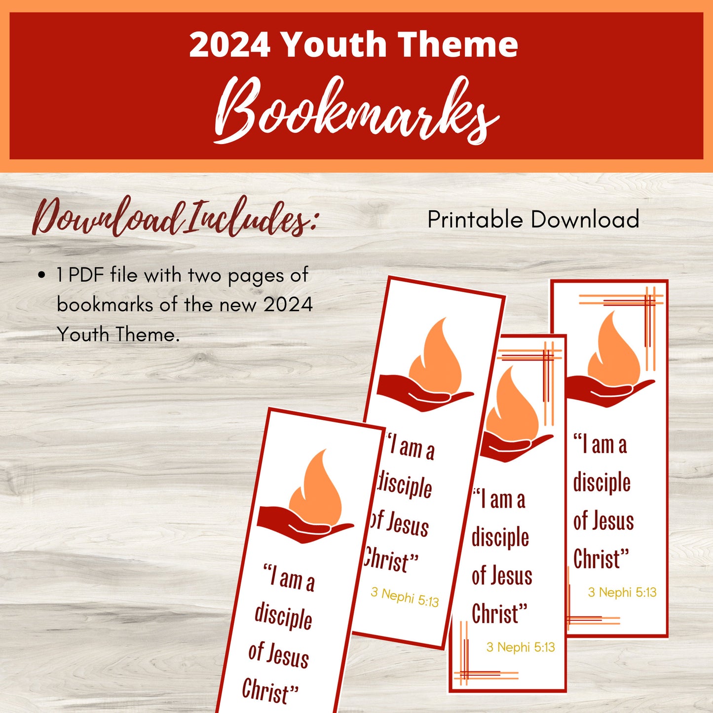 2024 LDS Youth Theme Bookmarks: Disciple of Jesus Christ - Printable Set