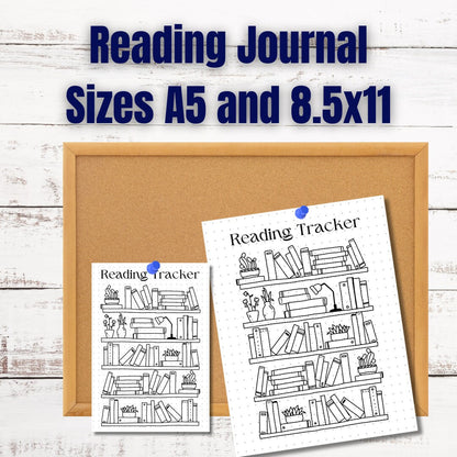Reading Tracker | Bullet Journal Reading Tracker | PRINTABLE A5 journal page and 8.5x11 page