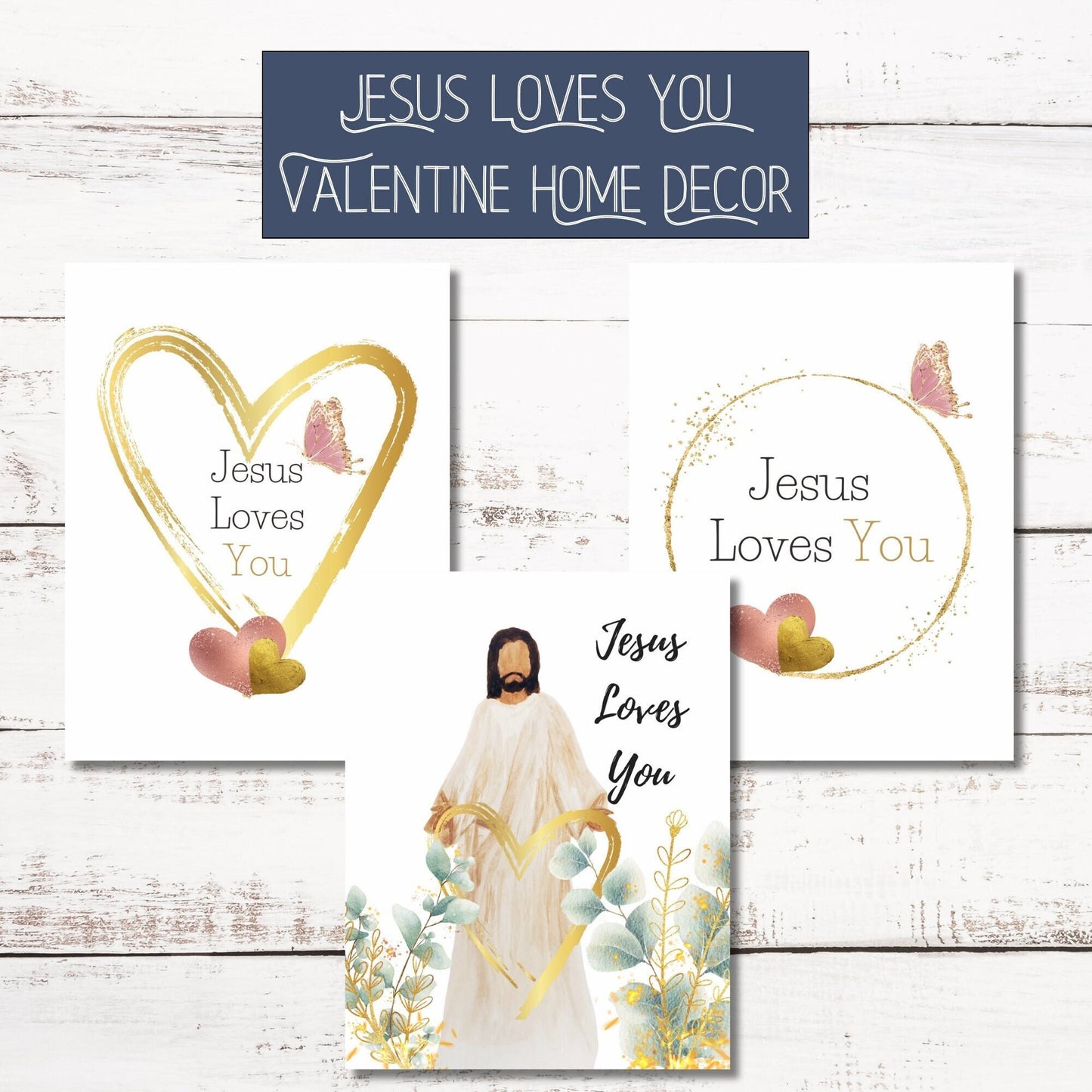 Valentine Home Decor for Christian Families | Jesus Loves You | Watercolor | Valentine Gift | Spanish & English | Valentine Printable